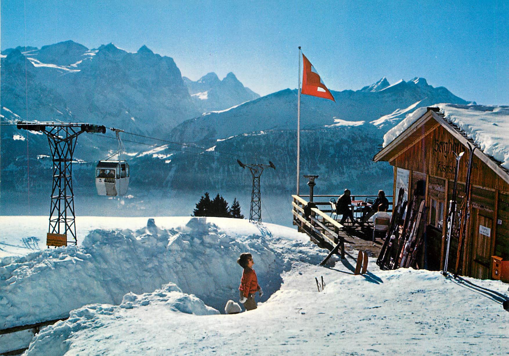 CPM Gondelbahn Hasliberg Kaserstatt mit Restaurant Berghaus Wetterhorner Monch Eiger Schwarzhorn