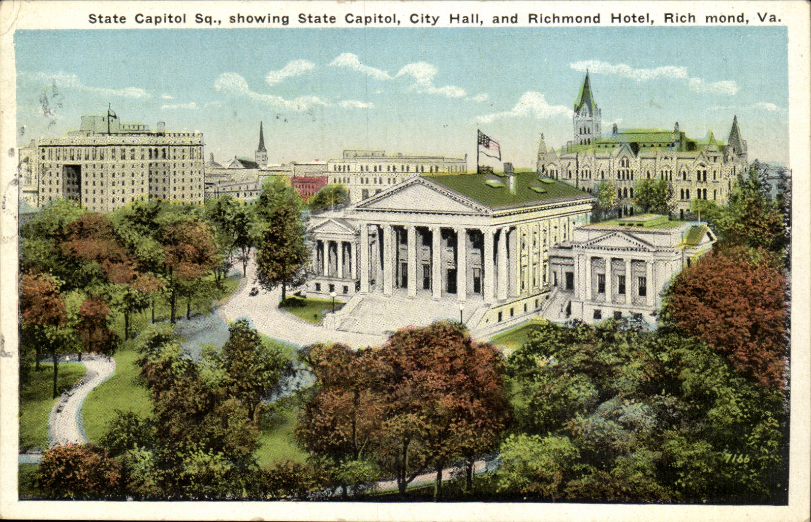 ETAS the Plain-USA-Virginia-State Capitol Public garden showing State Capitol City Hall and Richmond Richmond Hotel - CPR