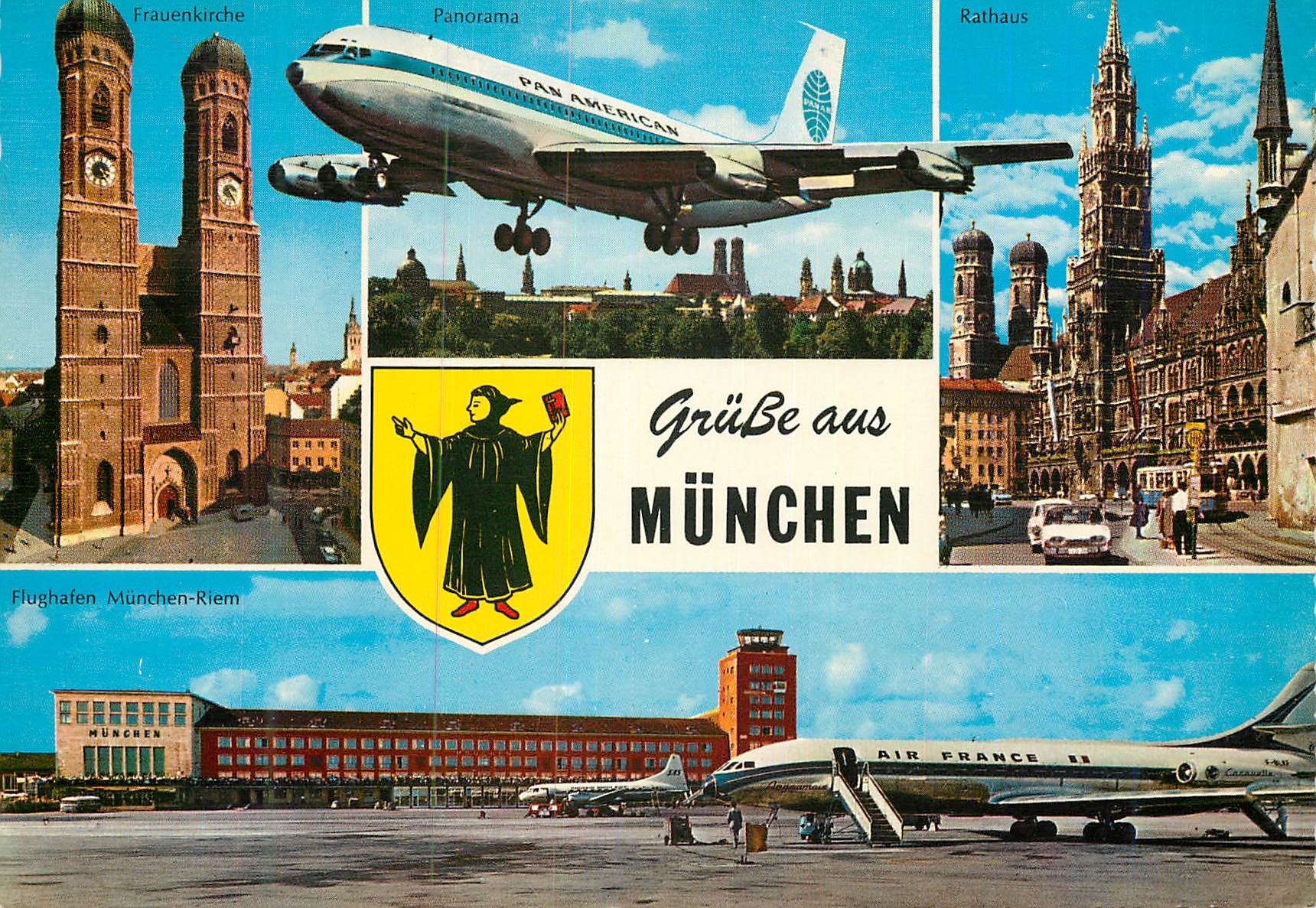 CPM Munchen Avion Air France Pan American