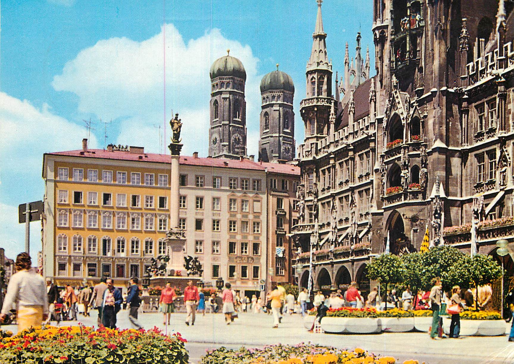 CPM Marienplatz mit Mariensaule  Frauenturme und Rathaus