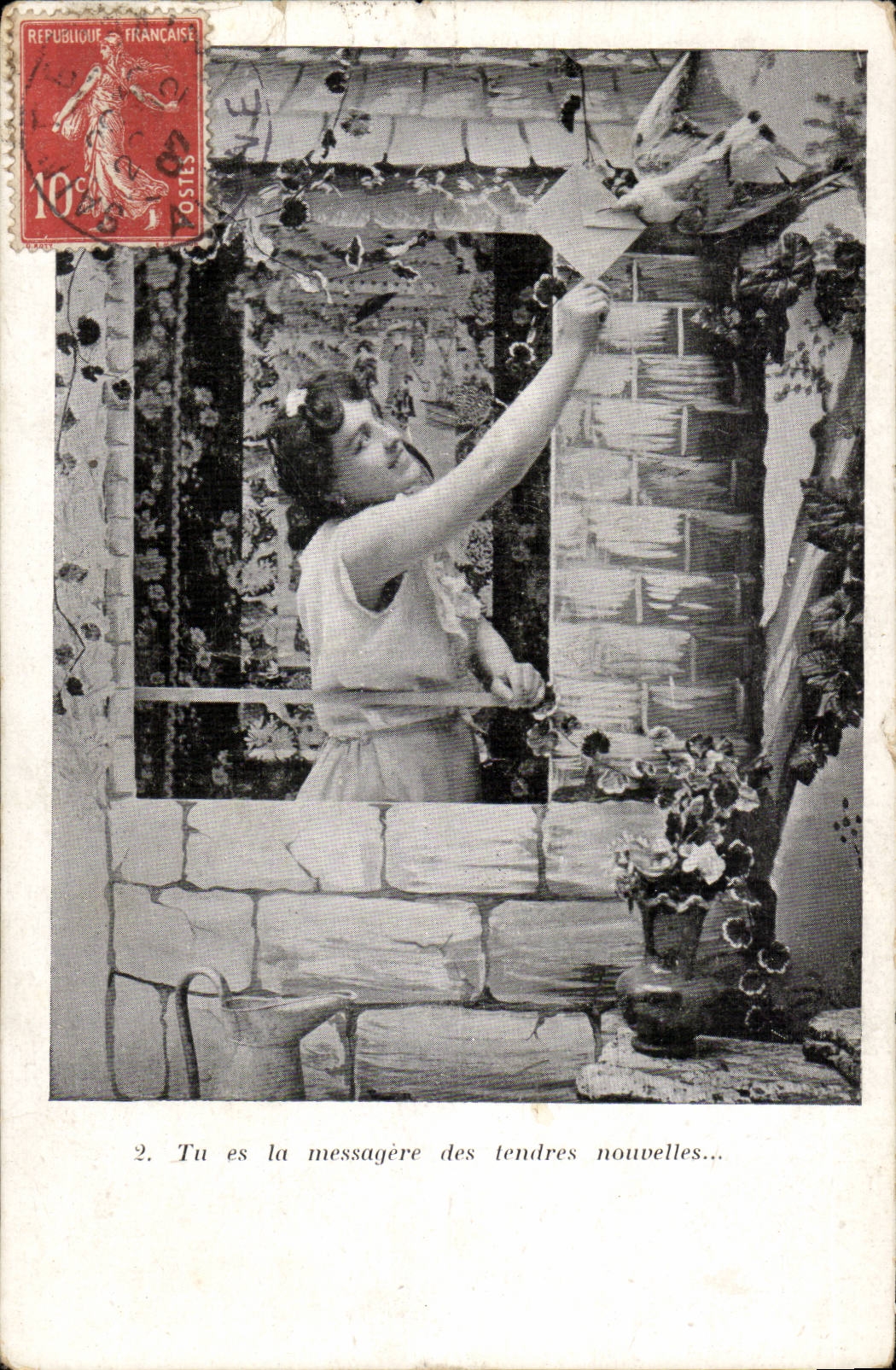 CPA Fantasy Woman Mimi Finch swallow dove