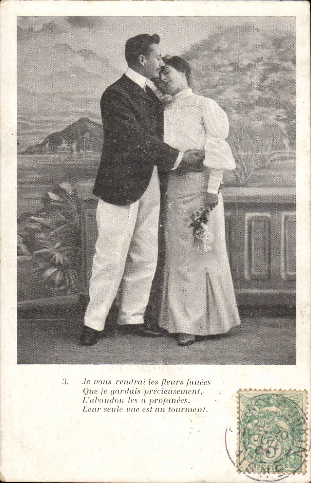 Fantasy - Fantasy - couple - I you return the flowers fanees Which I kept preciously the abandonment - CPA