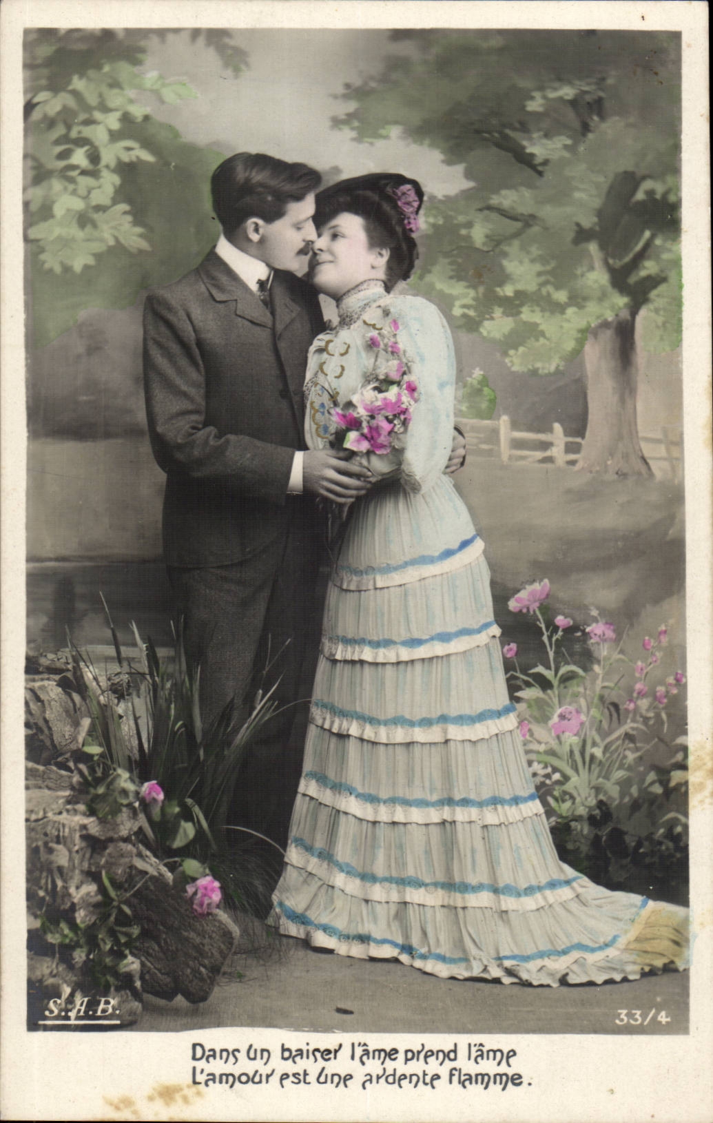 Fantasy - Fantasy - In a kiss the heart takes the heart the love is a burning flame - CPA