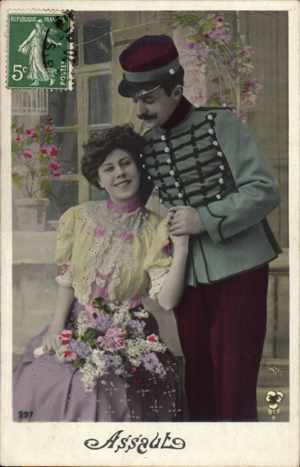 Fantasy - Militaria - couple - Dame de France - Assauts - Marthe Varlet - soldat - CPA 