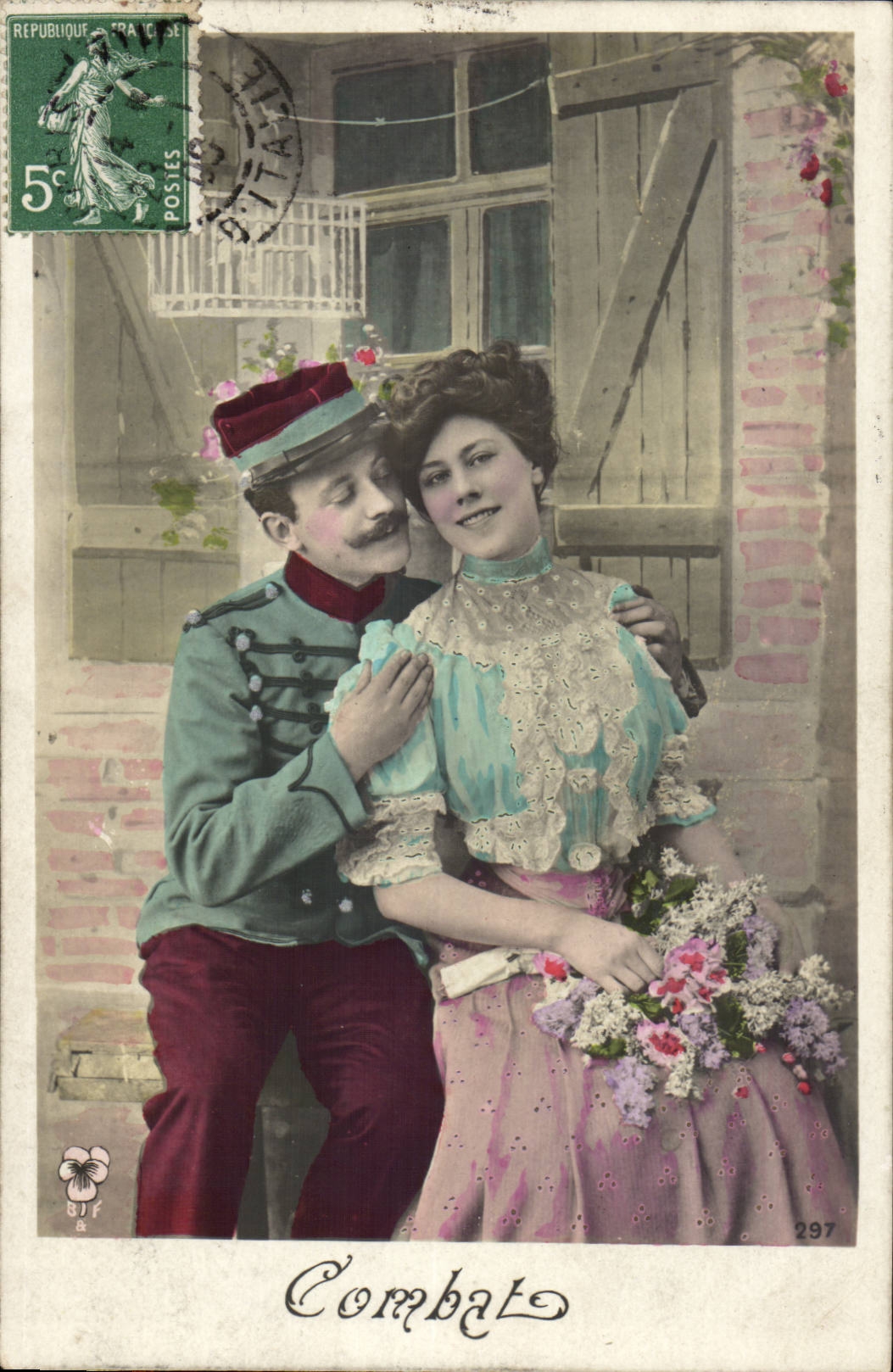 Fantasy - Militaria - couple - Dame de France - Combat - Marthe Varlet - soldat - CPA 