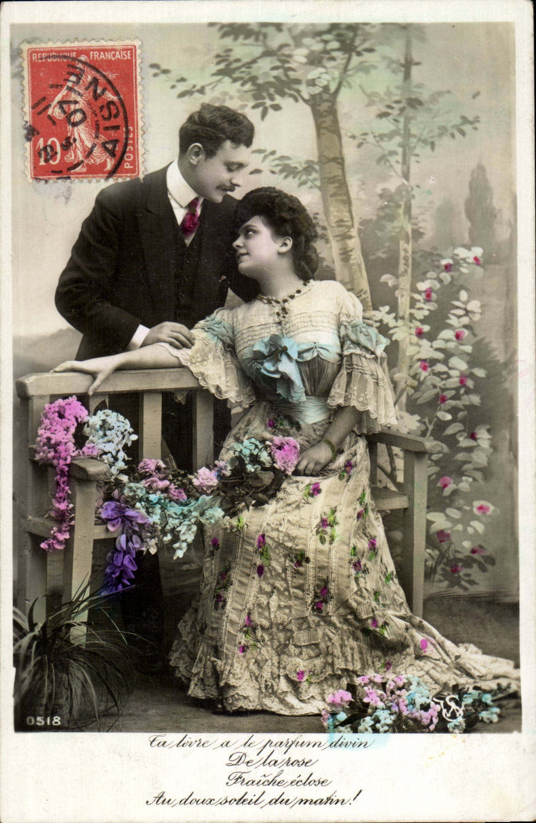 Fantaisie - couple - Au doux soleil du matin - Marthe Varlet - CPA