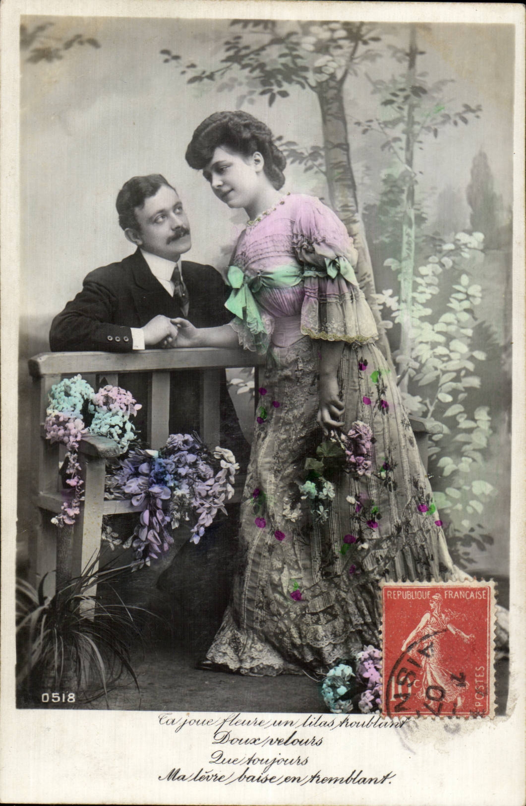 Fantaisie - couple - Ma levre baise en tremblant - Marthe Varlet - CPA