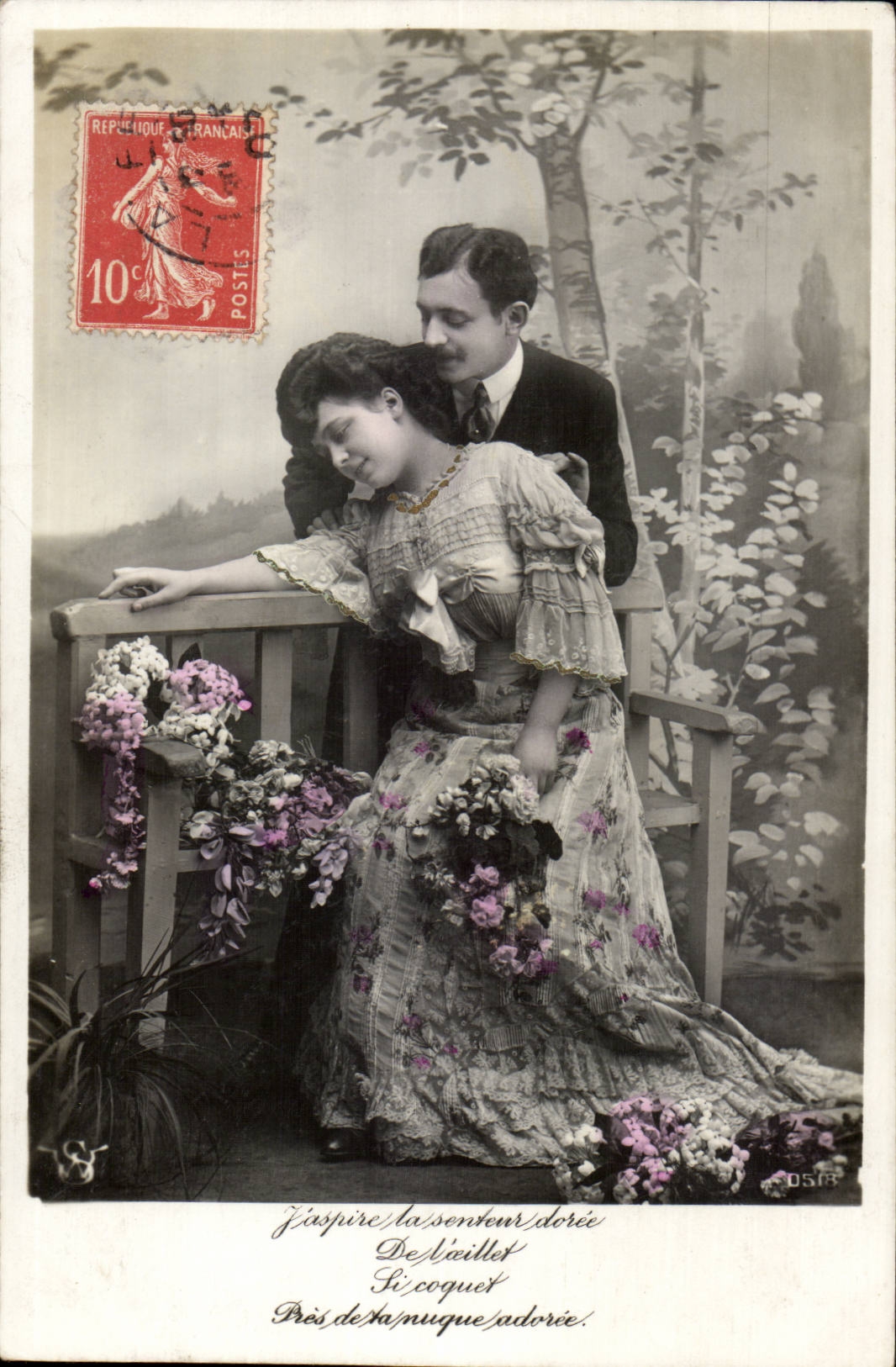 Fantaisie - couple - Si coquet pres de la nuque adoree - Marthe Varlet - CPA 