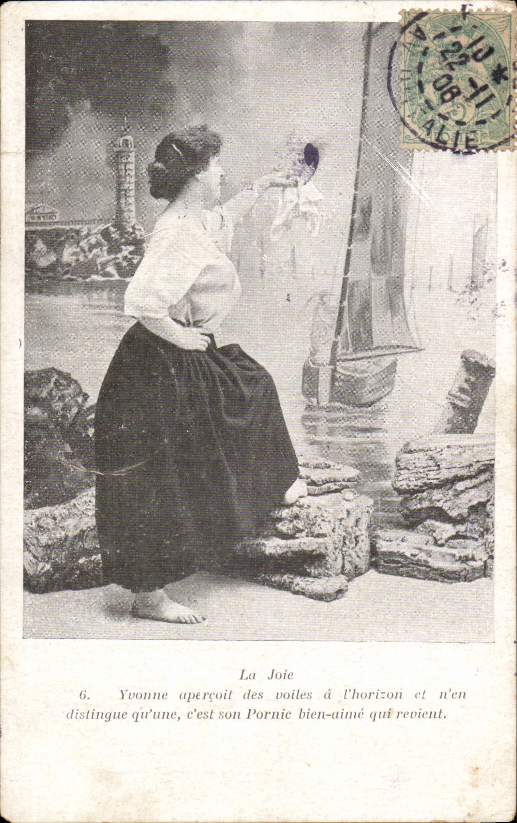 Fantasy - Fantasy - woman - the Yvonne joy sees veils at the horizon - headlight - Marthe Varlet - CPA