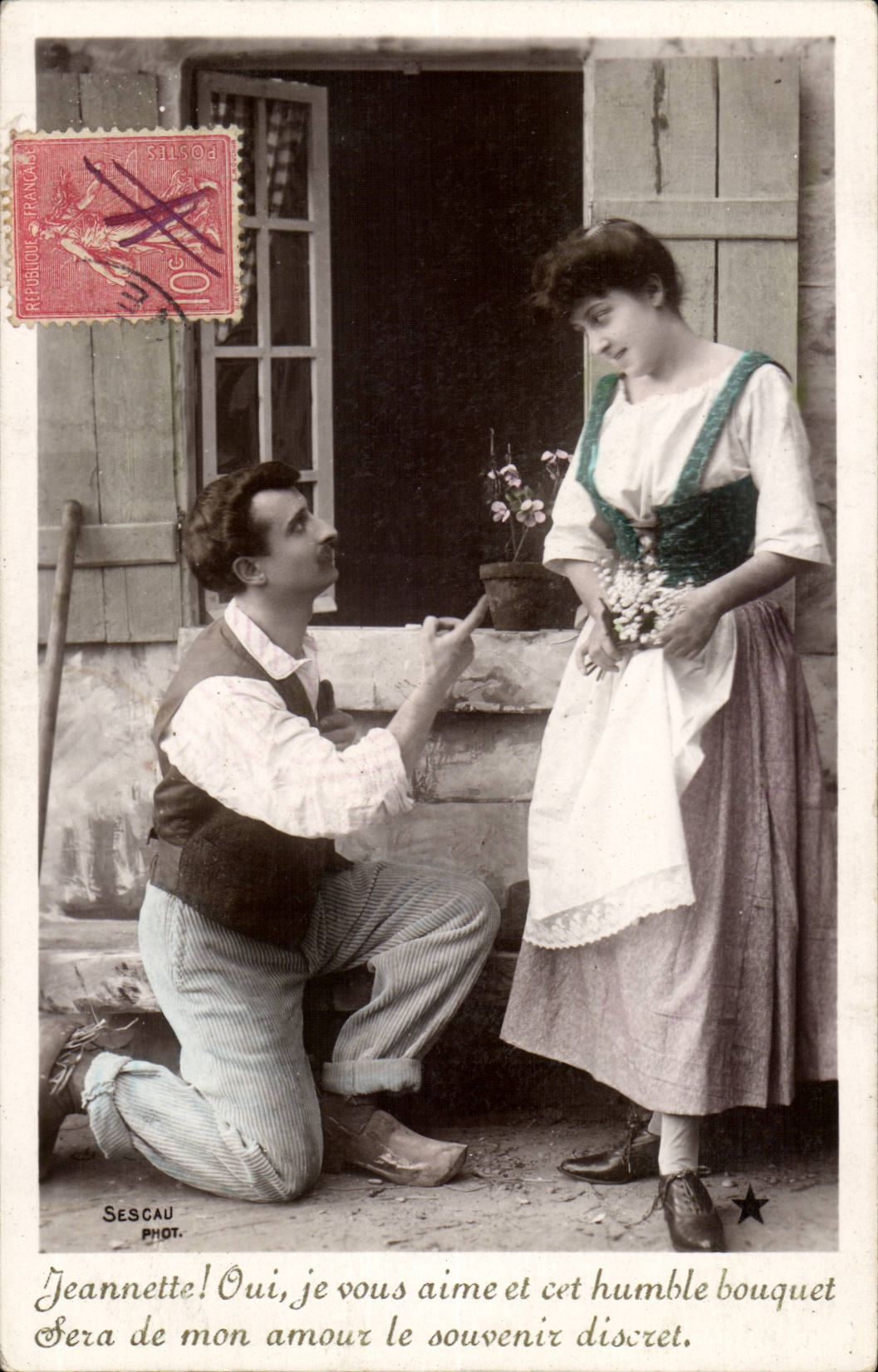 Fantaisie - Jeanette - je vous aime et cet humble bouquet sera de mon amour le souvenir discr -Marthe Varlet - CPA