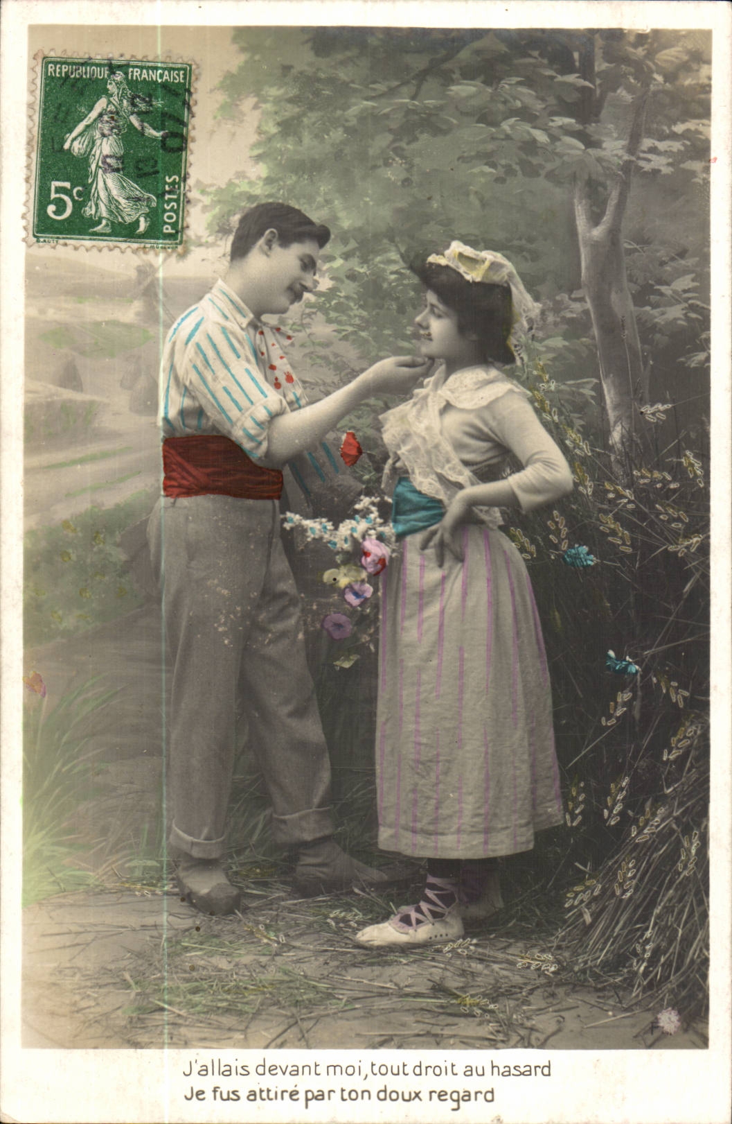 Fantaisie - J'allais devant moi tout droit au hasard Je fus attire par ton doux regard - CPA 