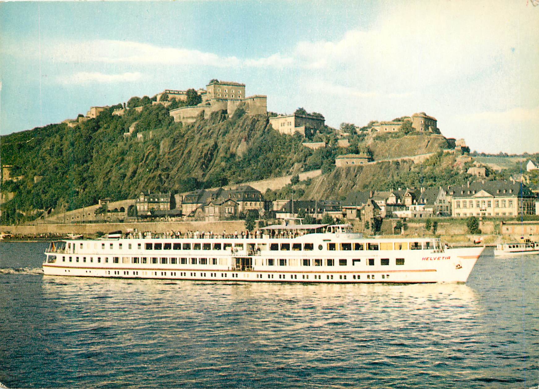 CPM Festung ehrenbreitstein am Rhein mit M S Helvetia Bateau
