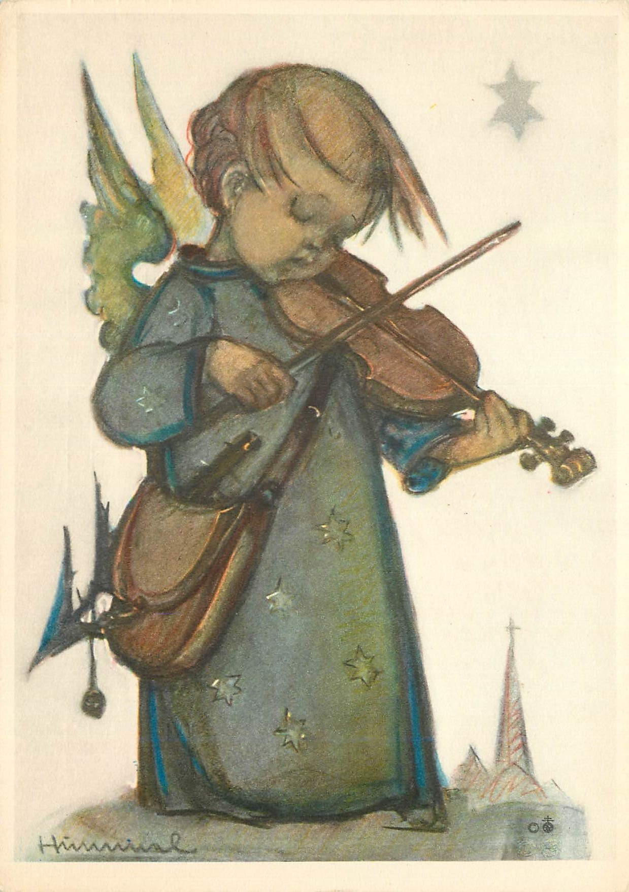 CPM Enfant Violon Ange