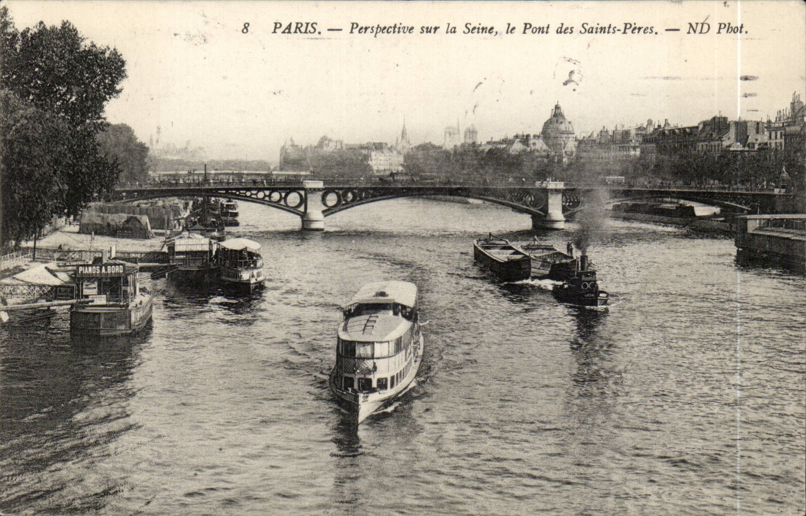 Paris CPA View on the Seine the bridge of the Saints Fathers