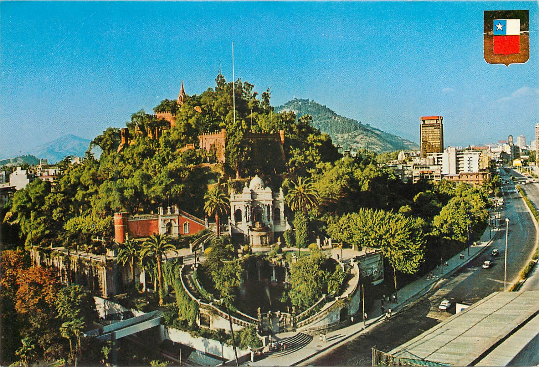 CPM Chile Santiago Carro Santa Lucia vista panoramica