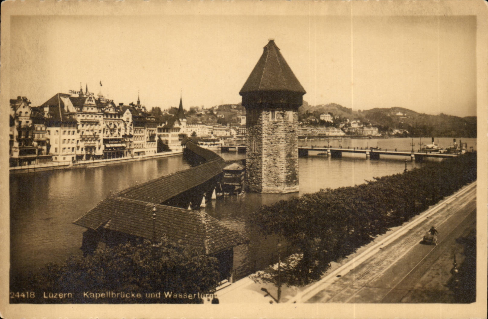 Swiss CPA Luzern Kapellbrucke und Wasserturn