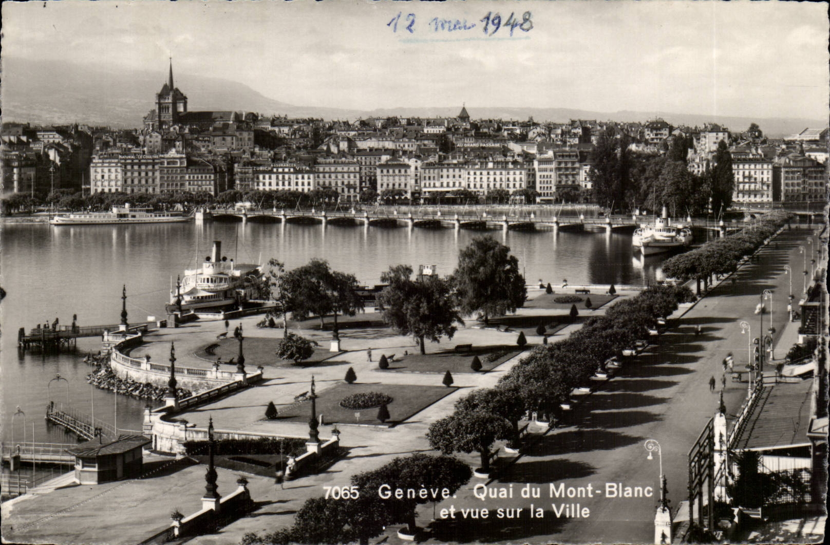 Switzerland - Genevae - Quay of Mont Blanc and sight on the City - CPA