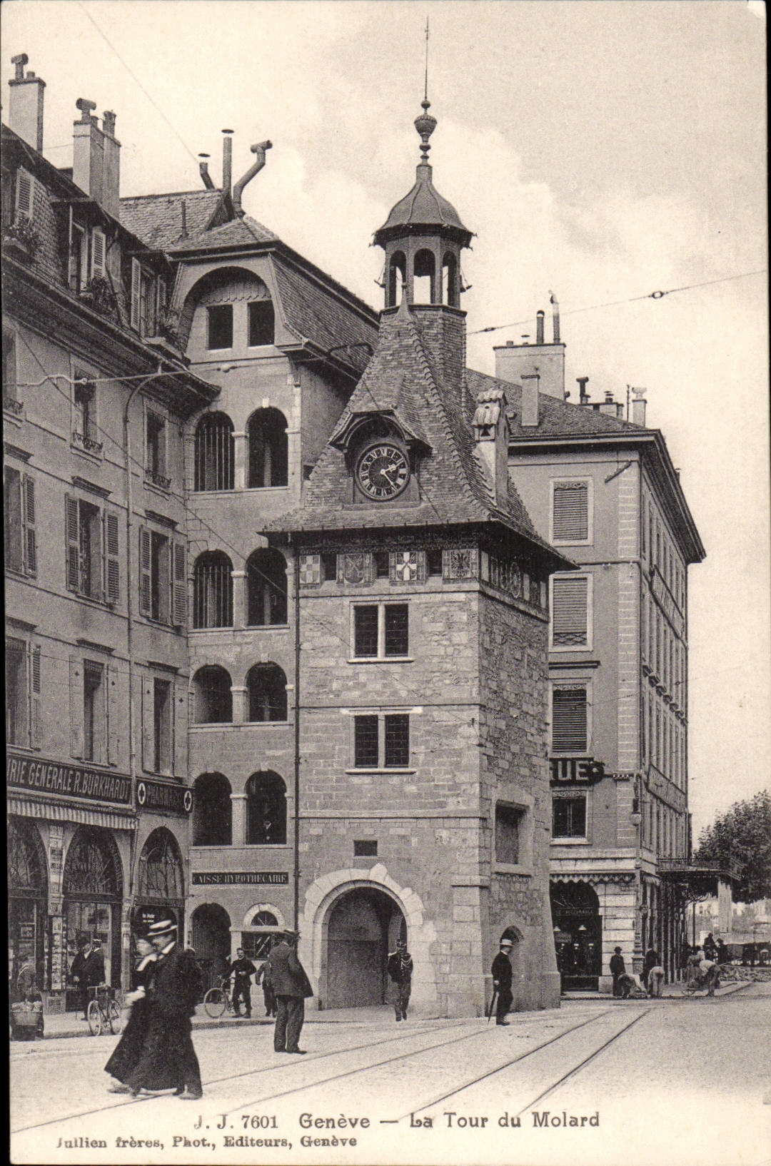Switzerland - Geneva - the Tower of the molard - couple - clock - CPA