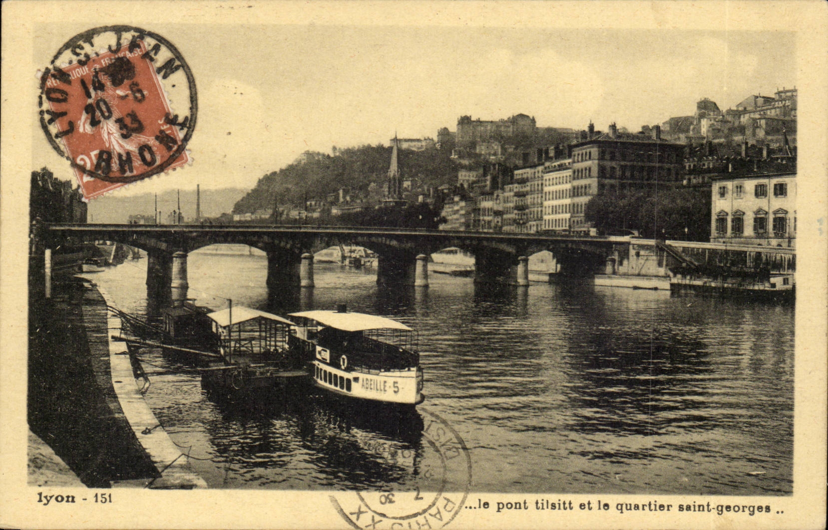 Lyon das Brucke tilsitt und das Bezirk Heilig-Georgesboot - CPA