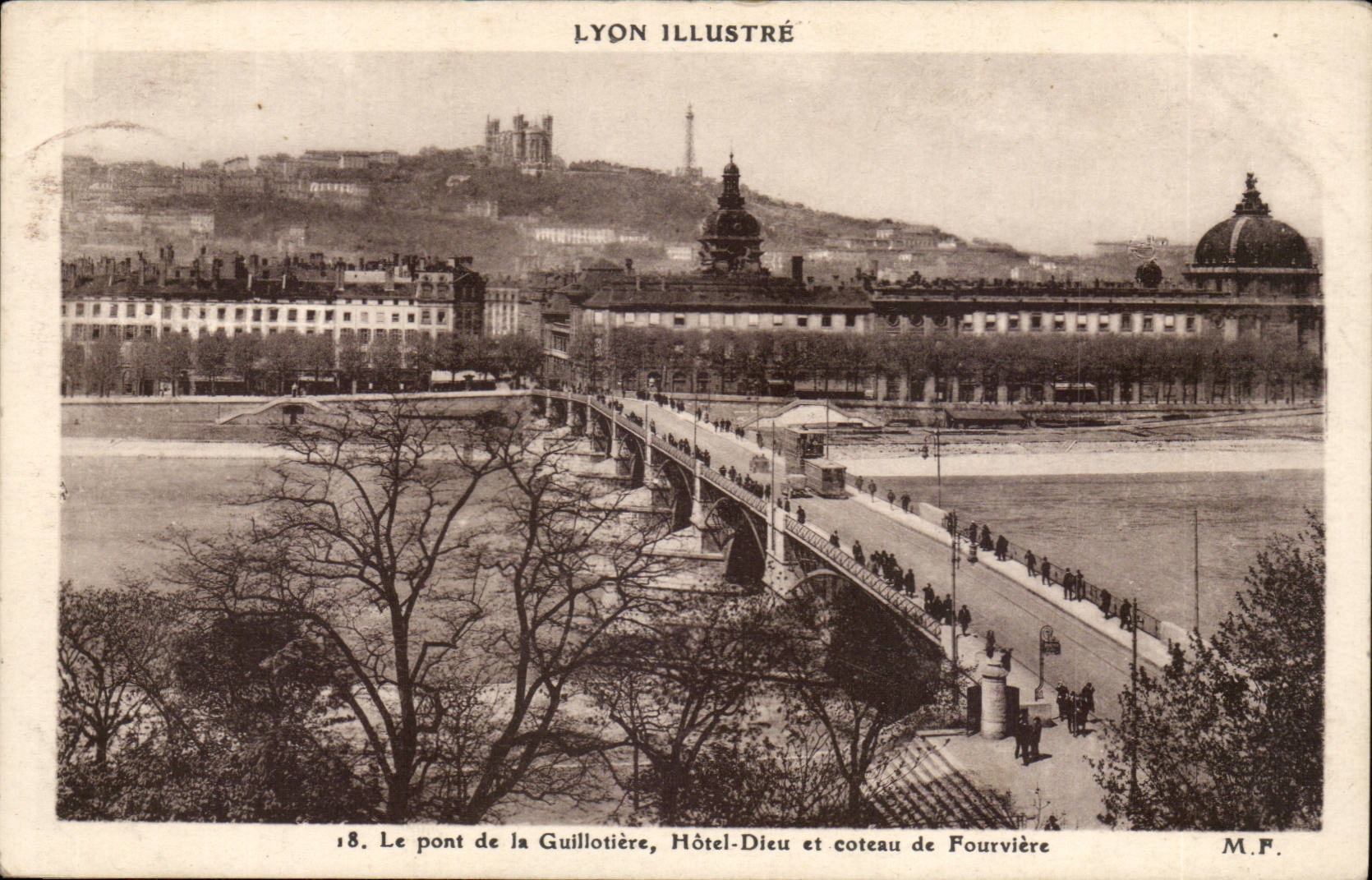 Lyon-beruhmt die Brucke des Guillotiere Krankenhauses und der Steigung Fourviere- CPA
