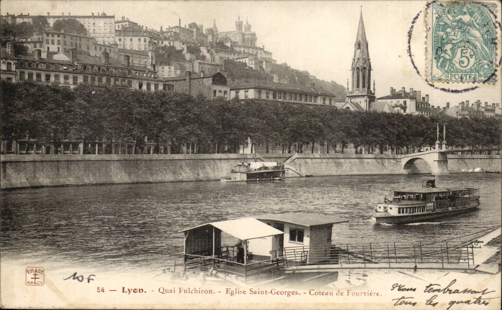 Lyon-quay Fulchiron- Church Saint - Georges Slope of Fourviere- CPA
