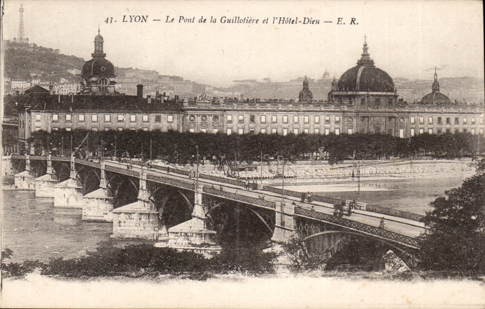 Lyon the Bridge of Guillotire St Hospital CPA