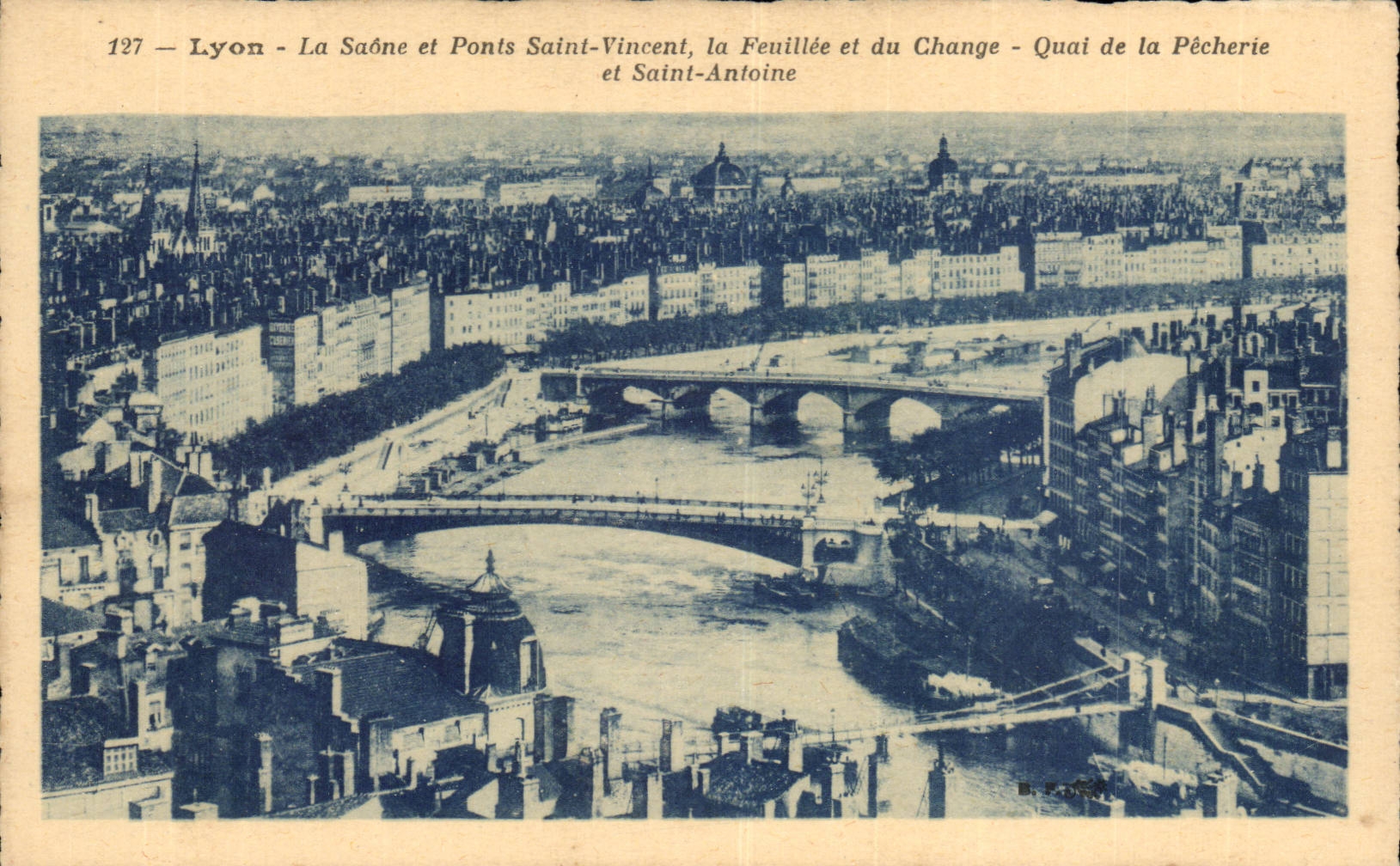 Lyon das Saone und Ponts Heilige-Vincent Feuillee und des andern-Quay der Fischereien und des Heilig-Anthonys CPA