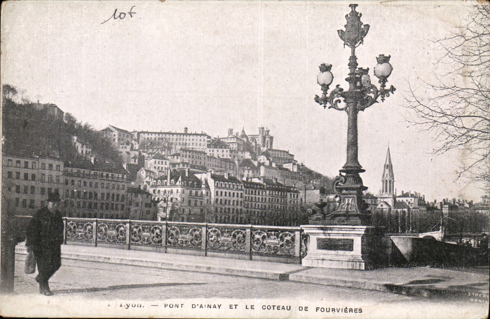 Lyon Bridge D' Ainay and the Slope Fourviere- CPA