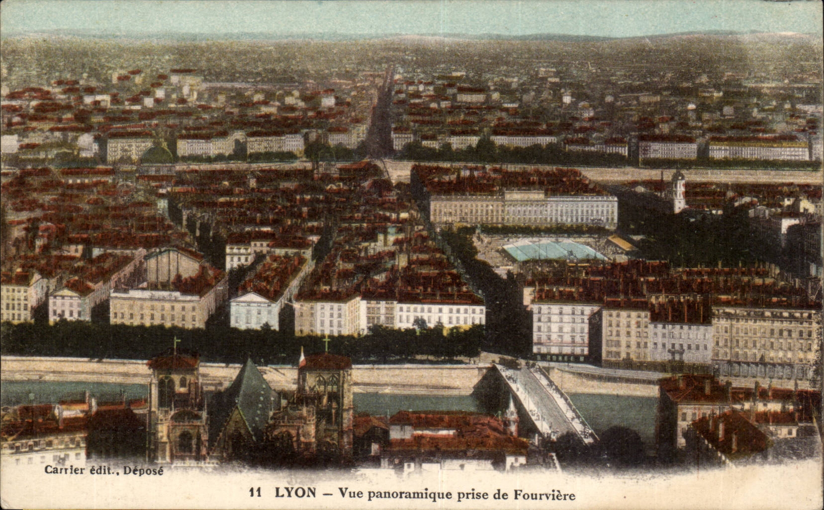 Lyon CPA Panoramic View taken of Fourviere