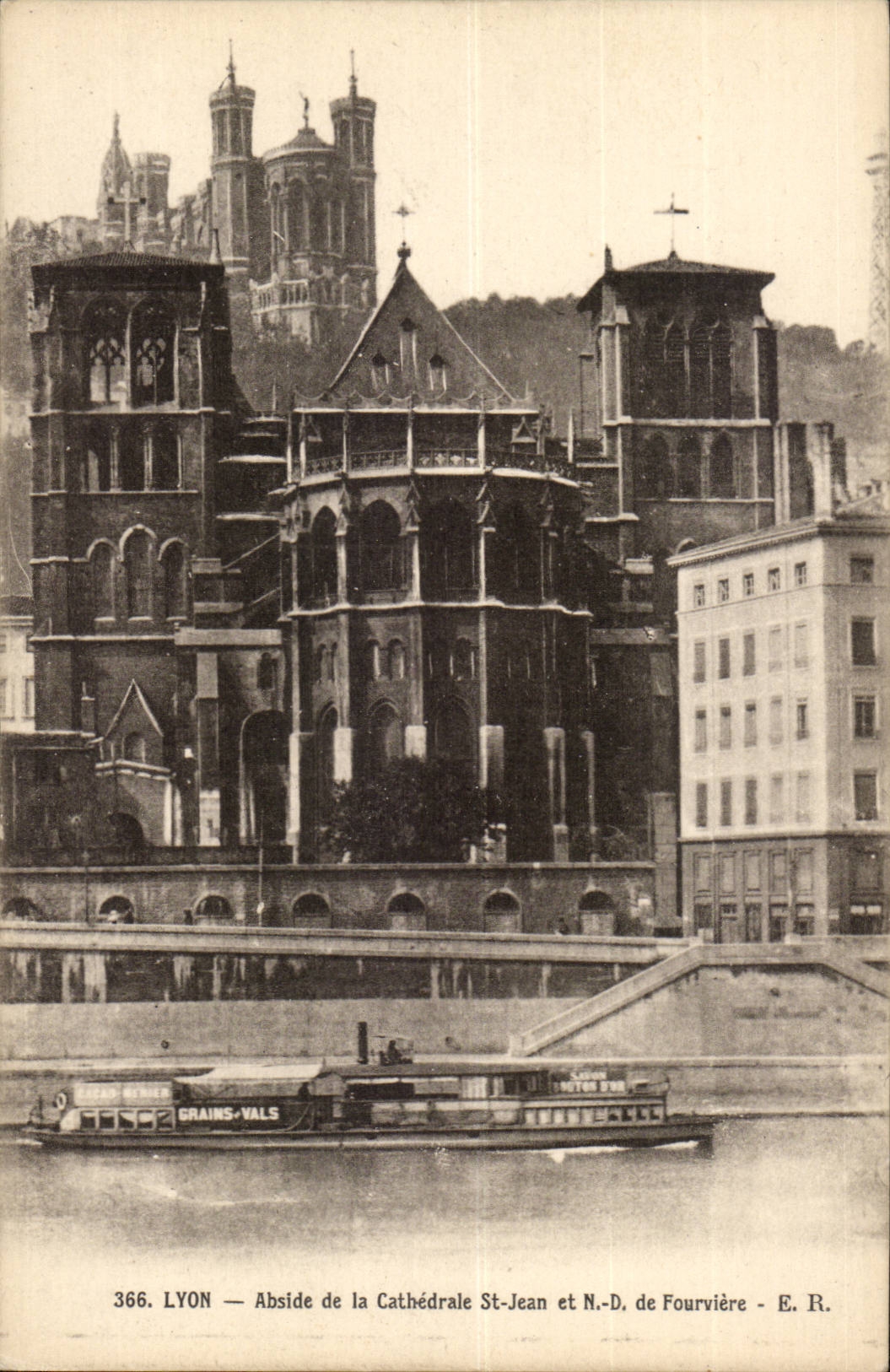 Lyon CPA Abside of has cathedral St Jean and ND of Fourviere