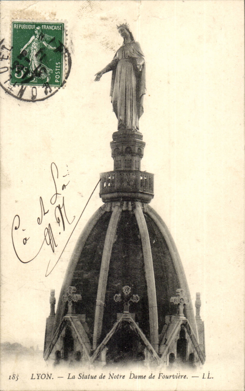 Lyon CPA has ND of Fourviere Statue