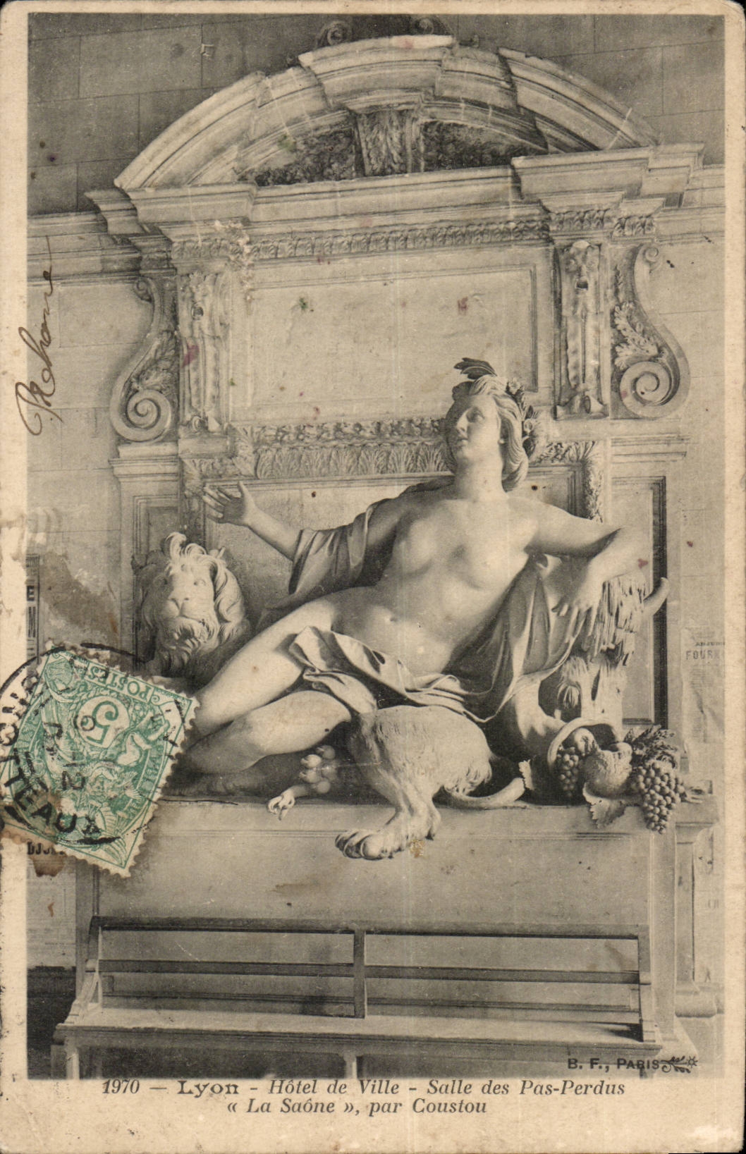 Lyon CPA Town hall Room of the lost steps the Saone by Coustou