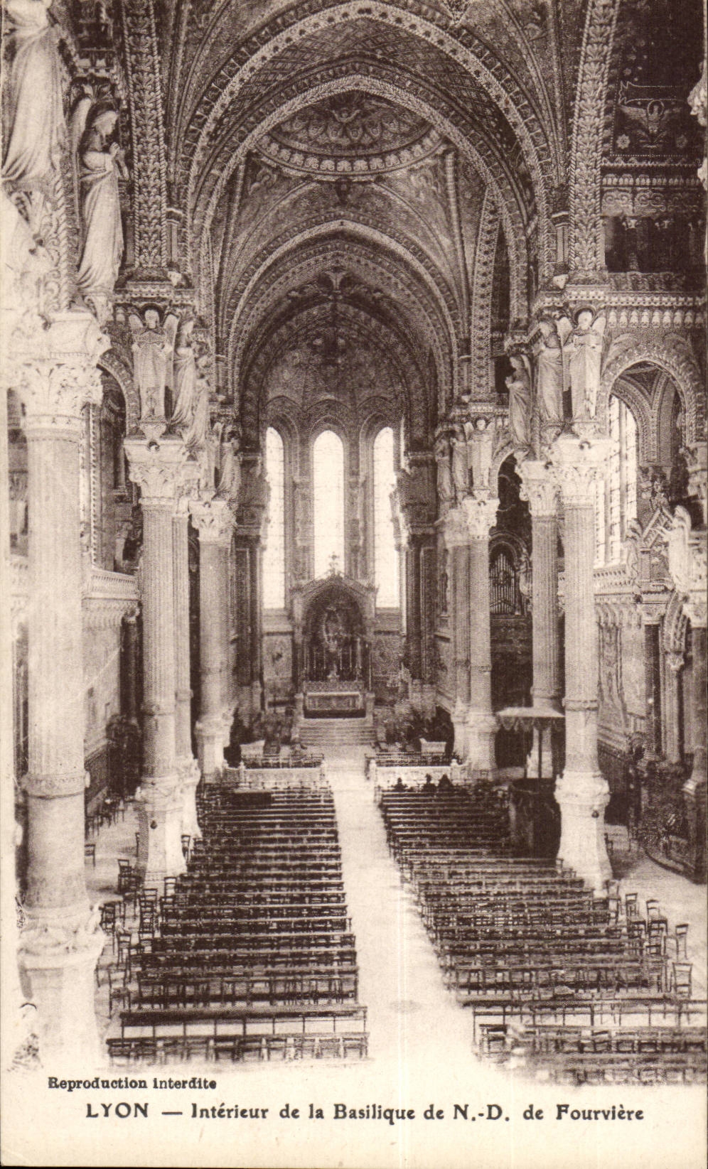 Interior Lyon CPA of the ND basilica of Fourviere