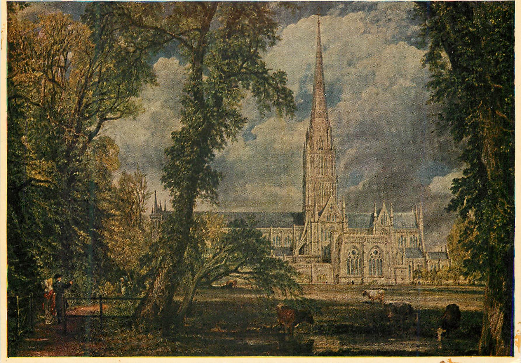 CPM Salisbury Cathedral Detail of the Painting in The Victoria and Albert Museum John Constable