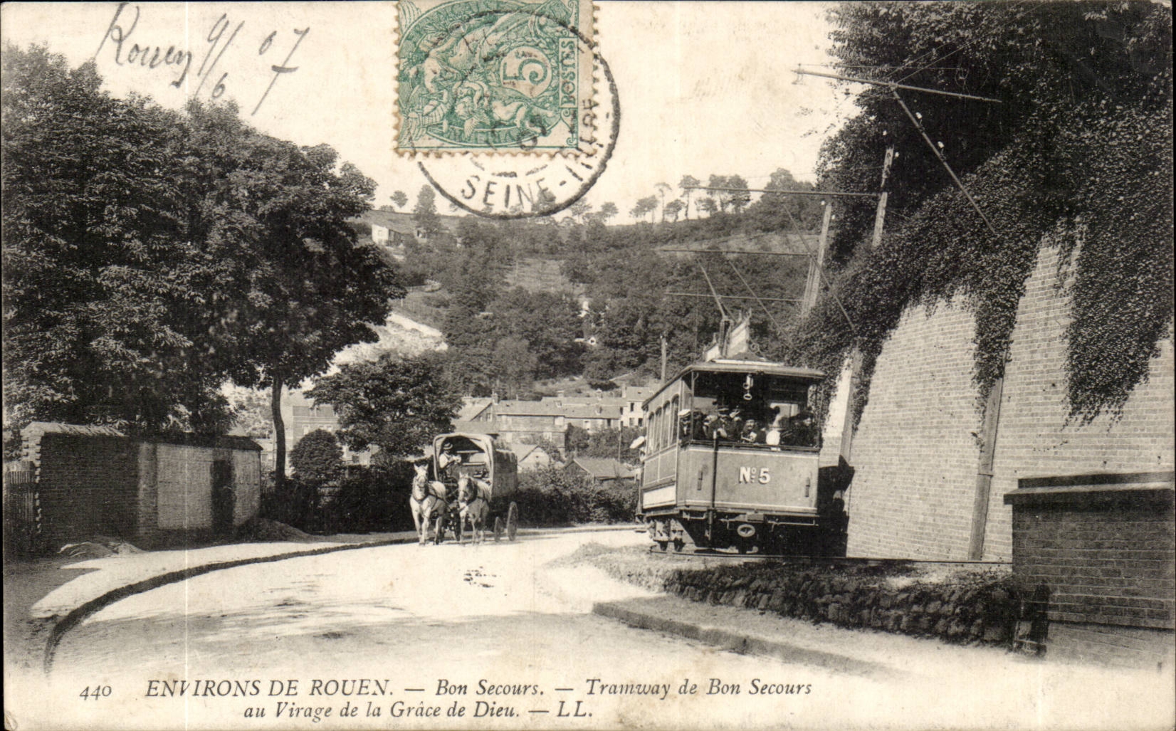 Rouen CPA Surroundings of Rouen Good Help Tram with the turn of the Grace of God TOP