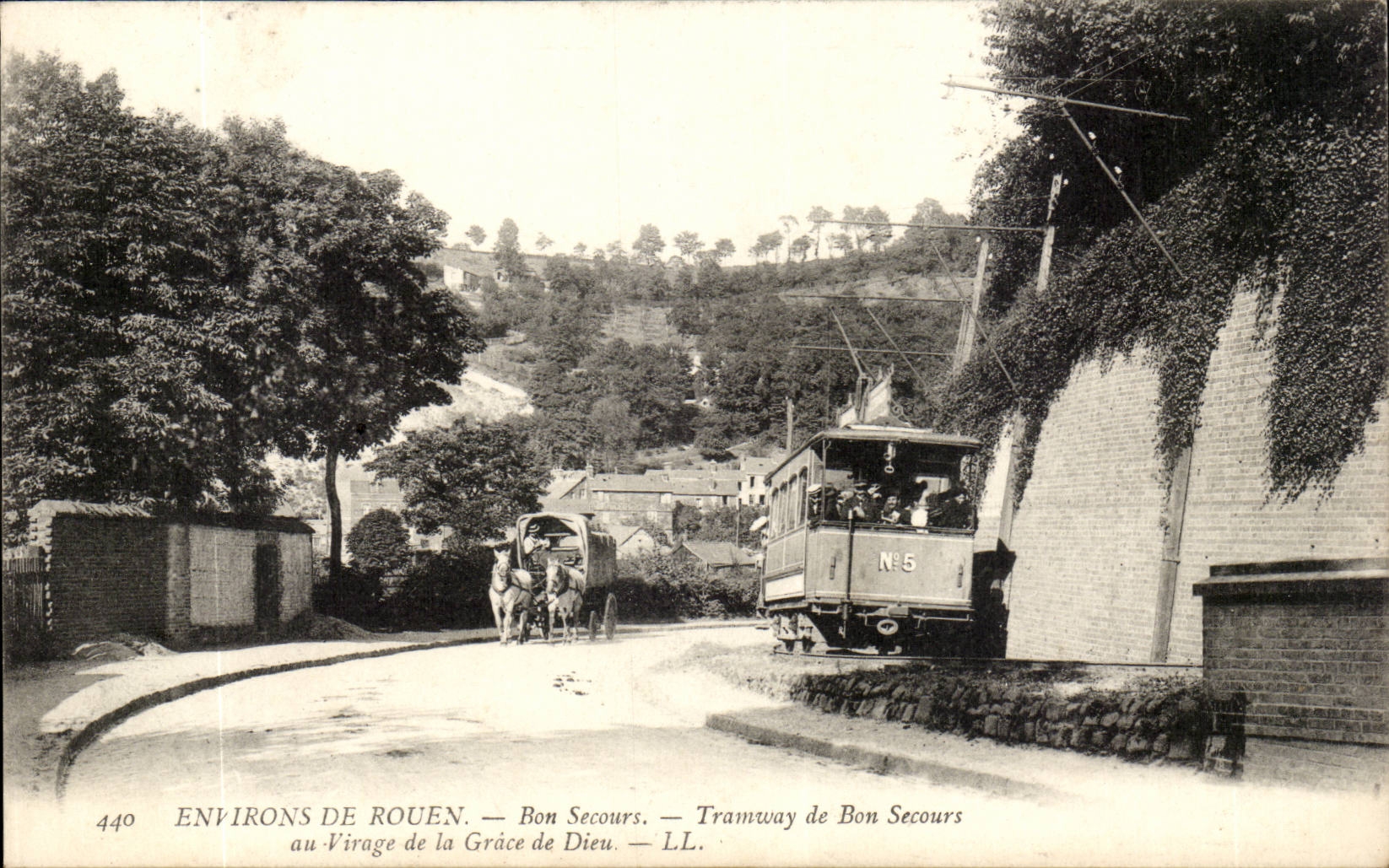 Rouen CPA Surroundings of Rouen Good Help Tram with the turn of the Grace of God TOP