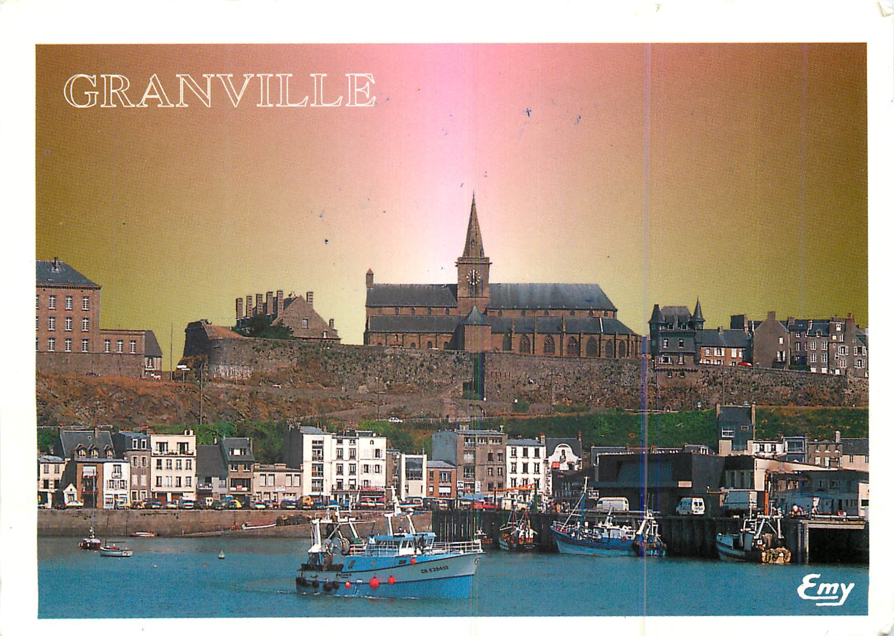 CPM Granville (Manche) le bassin a flot et la haute ville