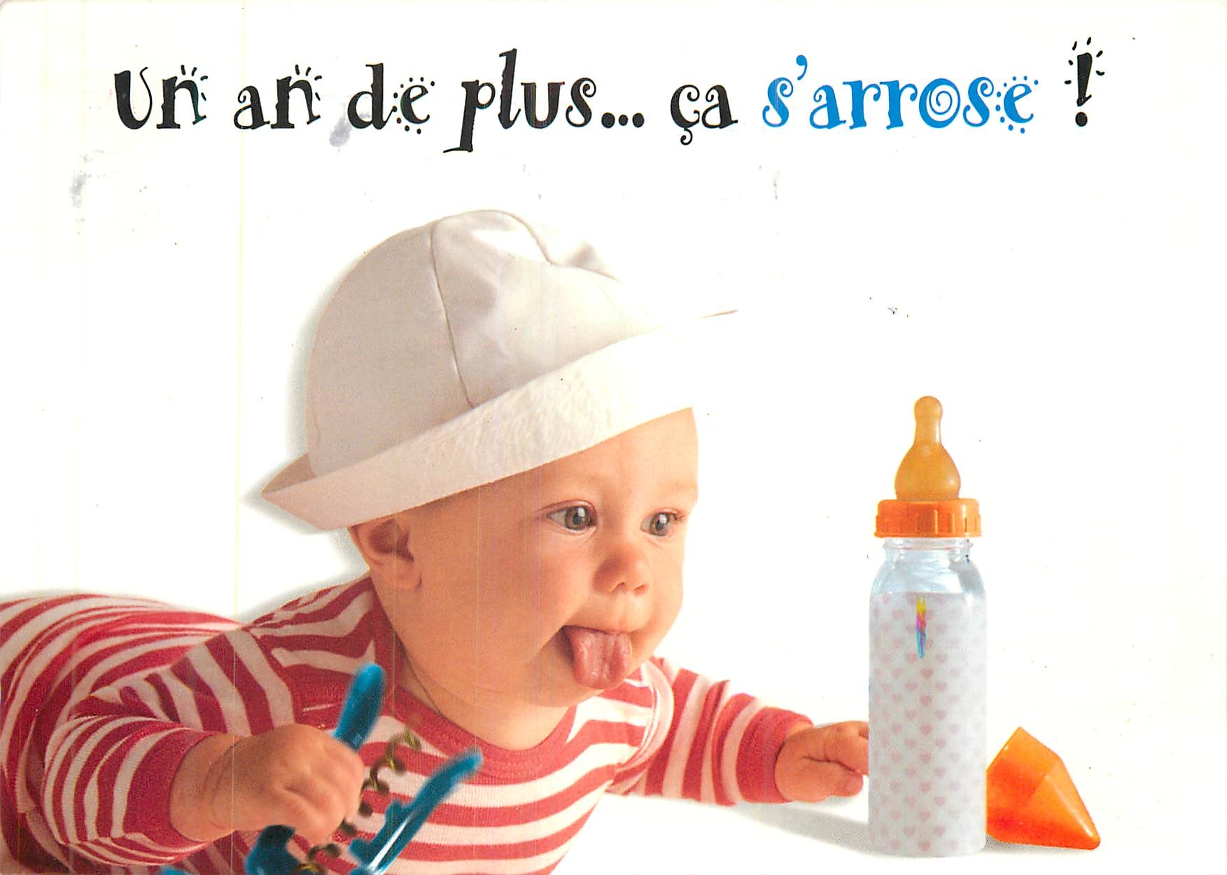 CPM Un an de plus ca s'arrose Bebe Biberon