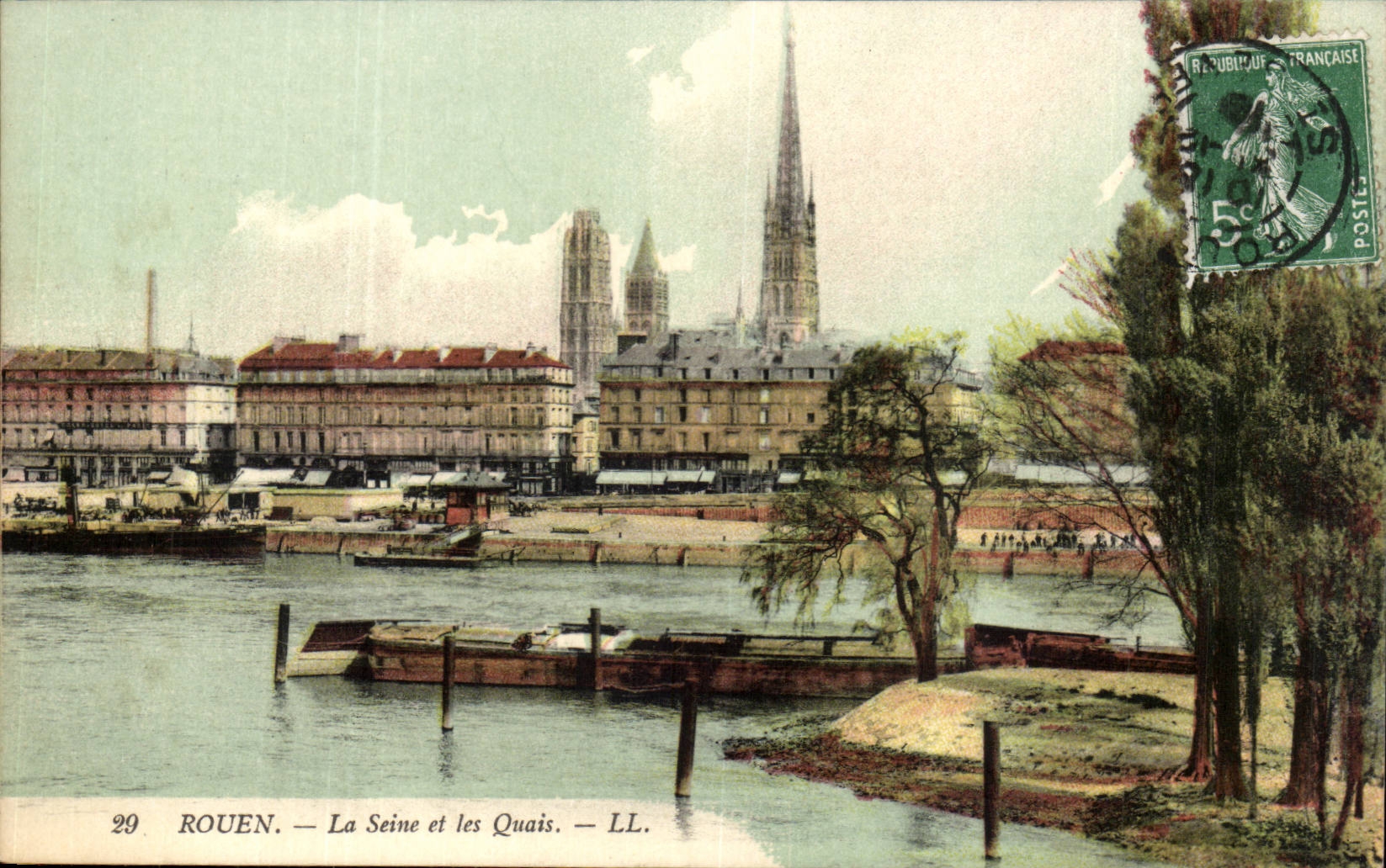 Rouen the Seine and the Quays boat - CPA