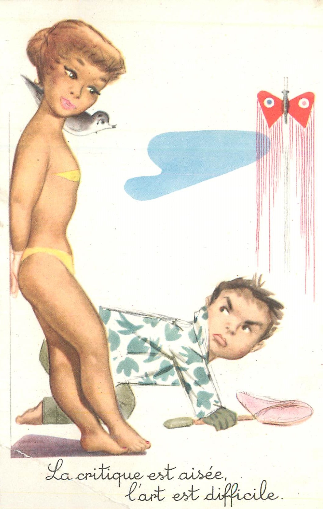 CPA La critique est aisee l'art est difficile