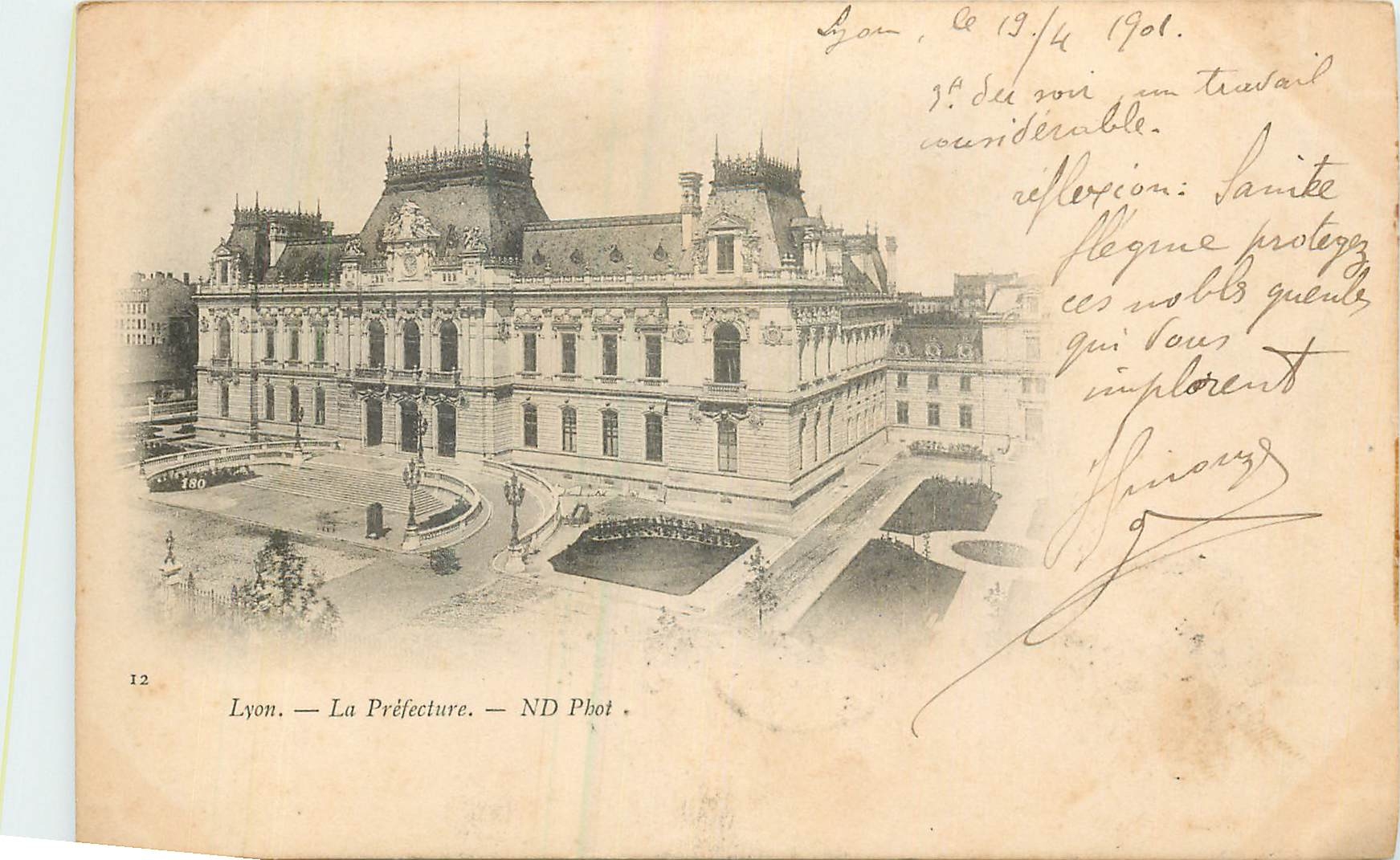CPA Lyon la prefecture (carte 1900)