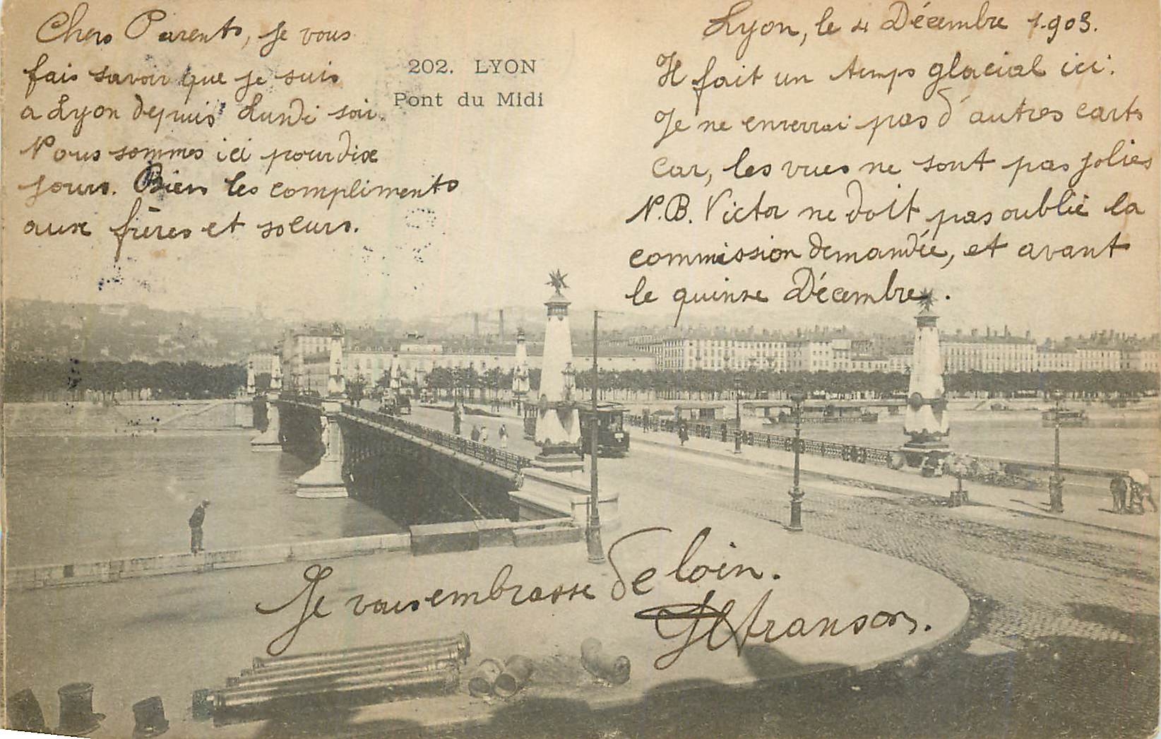 CPA Lyon pont du midi Tramway