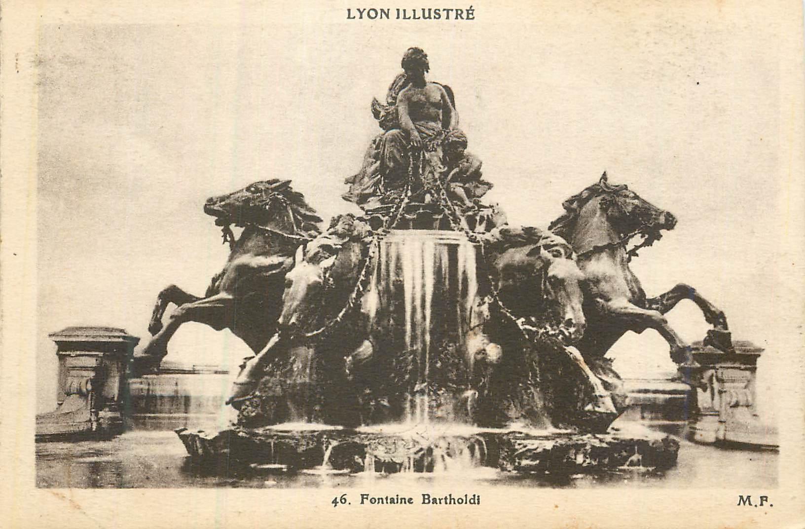 CPA Lyon illustre fontaine bartholdi