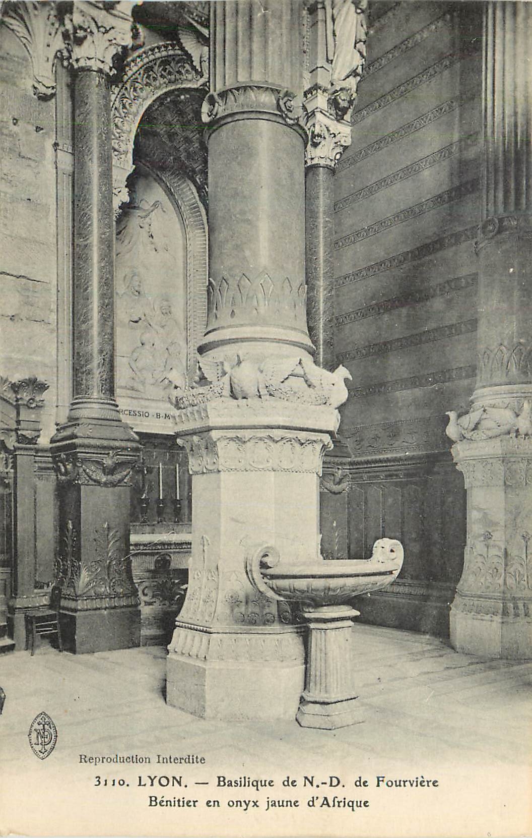 CPA Lyon basilique de N D de fourviere benitiere en onyx jaune d'afrique