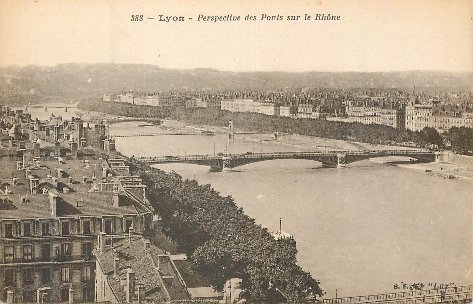 CPA Lyon perspective des ponts sur le rhone