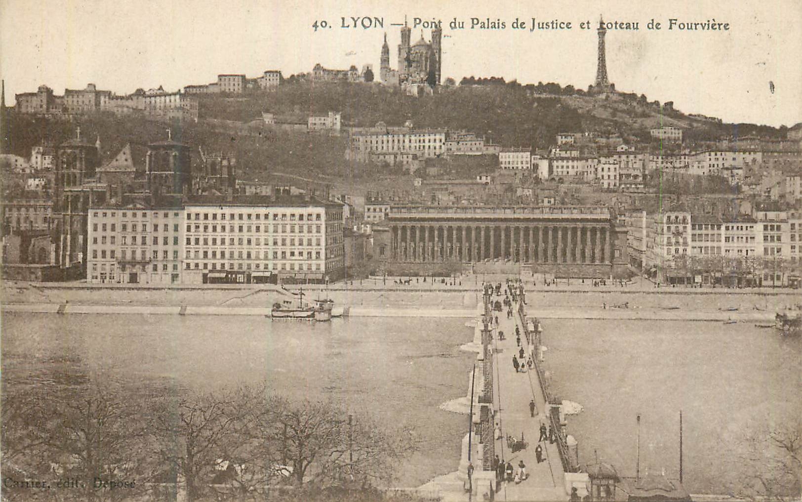 CPA Lyon pont du palais de justice et coteau de fourviere