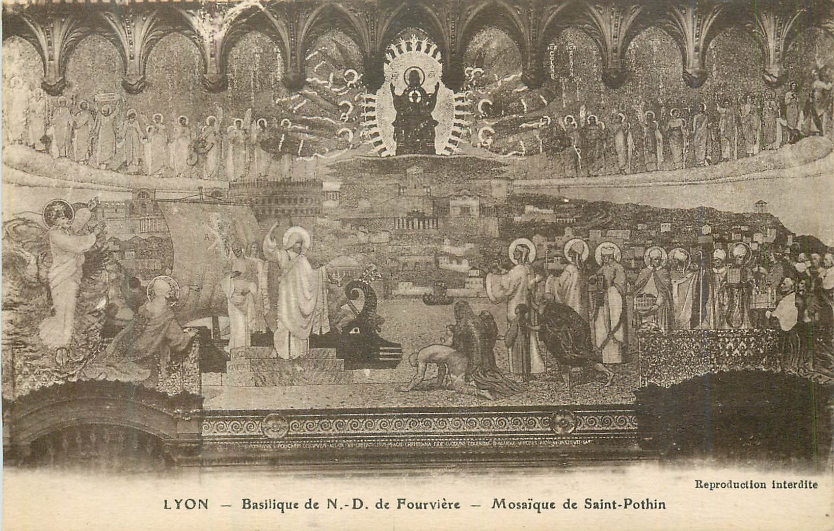 CPA Lyon basilique de N d de fourviere mosaique de saint pothin