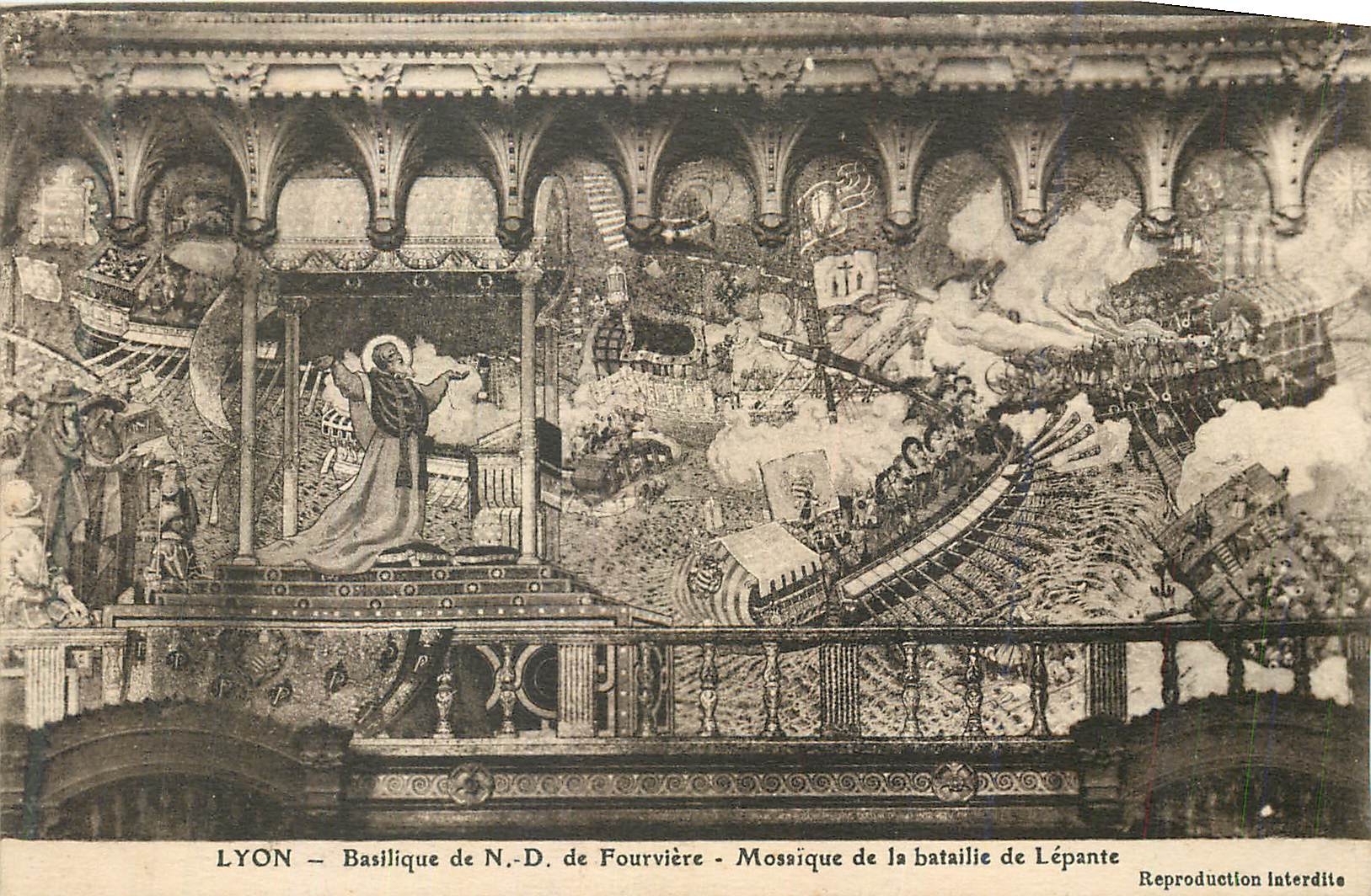 CPA Lyon Basilique de N D de Fourviere Mosaique de la bataille de Lepante