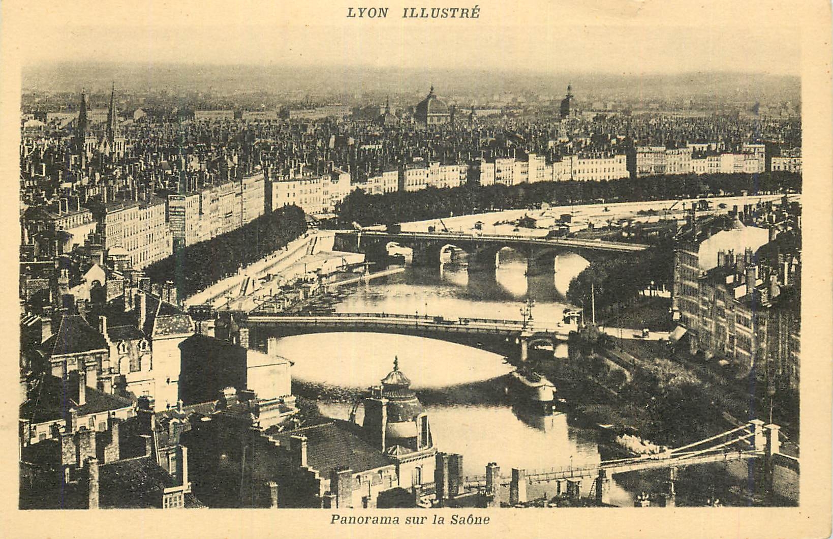CPA Lyon Panorama sur la Saone