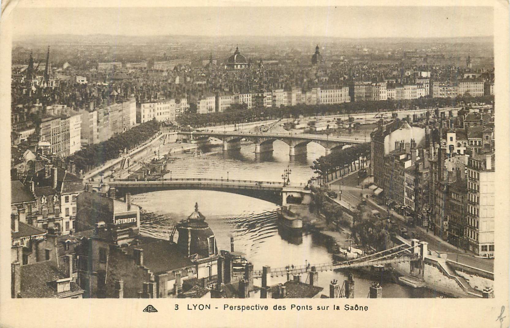 CPA Lyon Perspective des ponts sur la Saone 